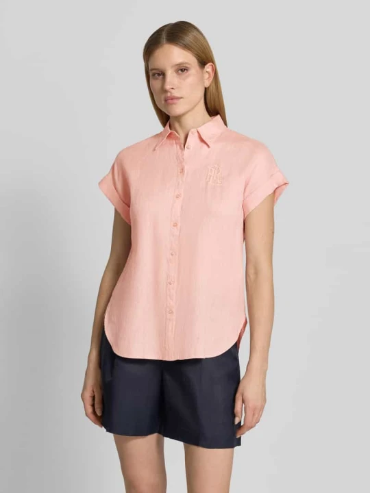Zdjęcie produktu Bluzka koszulowa o kroju relaxed fit z czystego lnu Lauren Ralph Lauren Różowy
