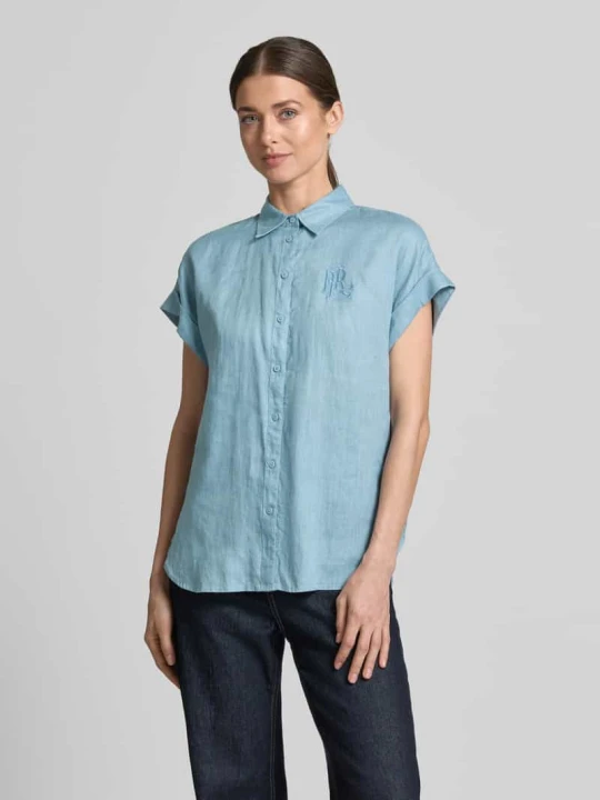 Zdjęcie produktu Bluzka koszulowa o kroju relaxed fit z czystego lnu Lauren Ralph Lauren Niebieski