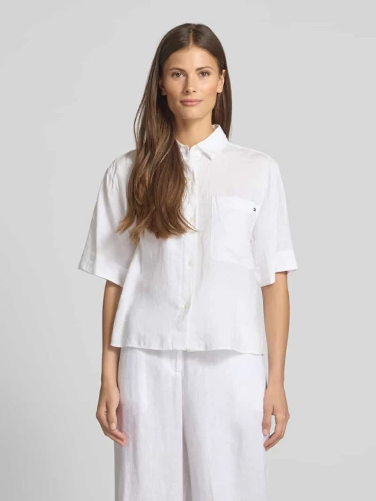 Zdjęcie produktu Bluzka koszulowa o kroju relaxed fit z czystego lnu Tommy Hilfiger Biały