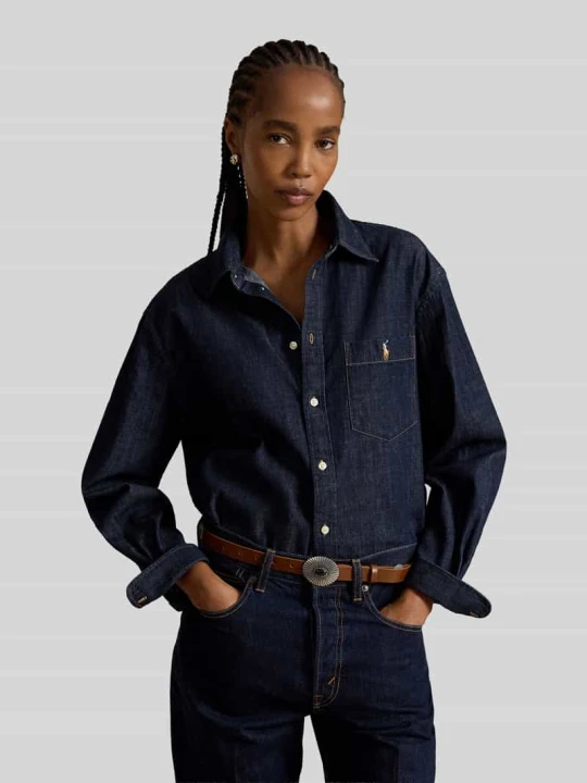 Zdjęcie produktu Bluzka koszulowa o kroju relaxed fit z czystej bawełny Polo Ralph Lauren Antracytowy