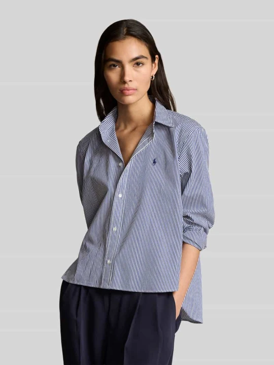 Zdjęcie produktu Bluzka koszulowa o kroju relaxed fit z czystej bawełny z wyhaftowanym logo Polo Ralph Lauren Królewski niebieski