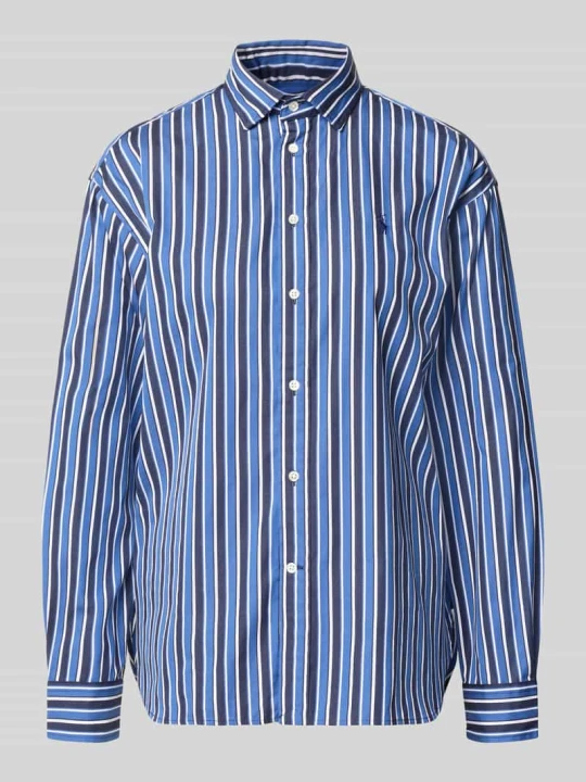 Zdjęcie produktu Bluzka koszulowa o kroju relaxed fit z czystej bawełny z wyhaftowanym logo Polo Ralph Lauren Ciemnoniebieski