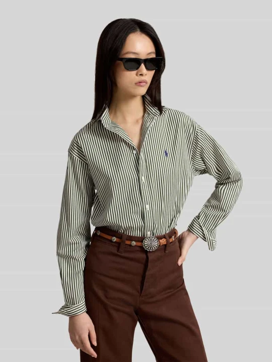 Zdjęcie produktu Bluzka koszulowa o kroju relaxed fit z czystej bawełny z wyhaftowanym logo Polo Ralph Lauren Jasnoszary