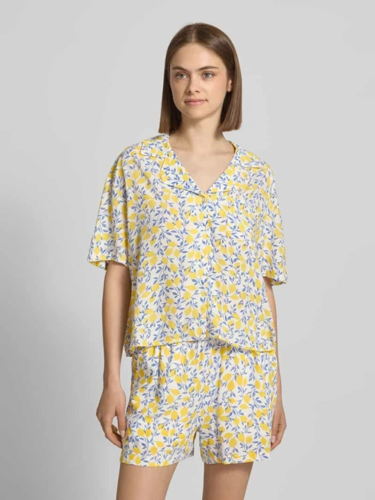Zdjęcie produktu Bluzka koszulowa o kroju relaxed fit z czystej wiskozy model 'BARRI' Pieces Jasnożółty melanż