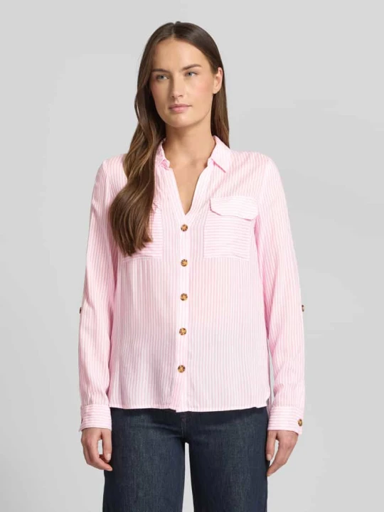 Zdjęcie produktu Bluzka koszulowa o kroju relaxed fit z czystej wiskozy model „BUMPY” Vero Moda Mocnoróżowy