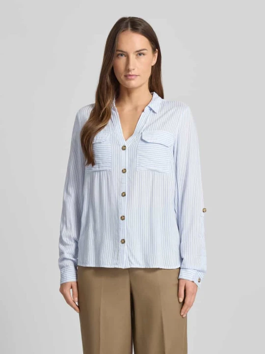 Zdjęcie produktu Bluzka koszulowa o kroju relaxed fit z czystej wiskozy model „BUMPY” Vero Moda Niebieski