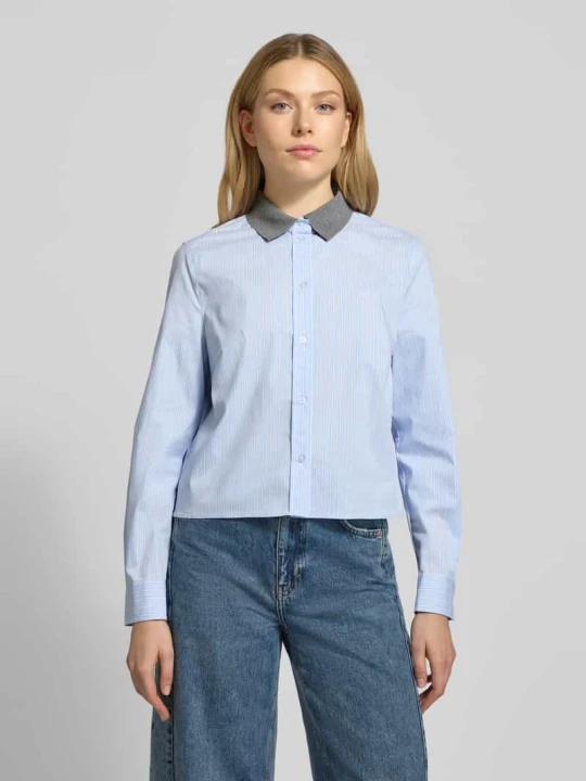Zdjęcie produktu Bluzka koszulowa o kroju relaxed fit z kołnierzykiem koszulowym model 'Nina' Oui Jasnoniebieski