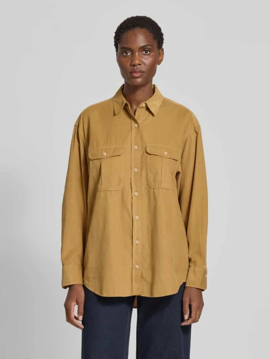 Zdjęcie produktu Bluzka koszulowa o kroju relaxed fit z mieszanki bawełny i lyocellu Marc O'Polo Camel