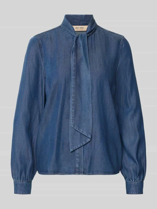 Zdjęcie produktu Bluzka koszulowa o kroju relaxed fit z mieszanki lyocellu model 'Paloma' MOS MOSH Ciemnoniebieski