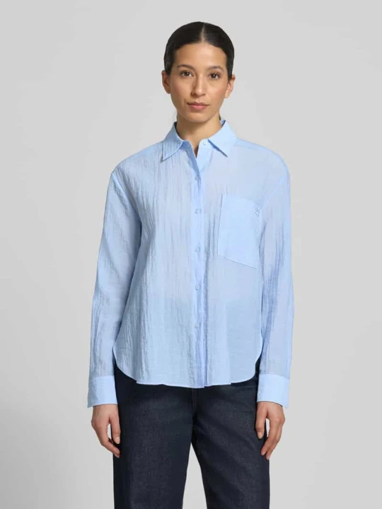 Zdjęcie produktu Bluzka koszulowa o kroju relaxed fit z mieszanki wiskozy model 'ELLODHY' Hugo Jasnoniebieski