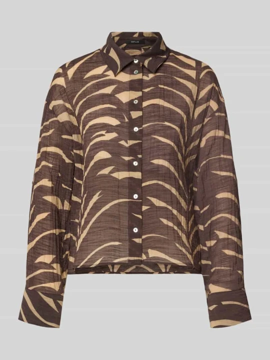 Zdjęcie produktu Bluzka koszulowa o kroju relaxed fit z mieszanki wiskozy model 'Fadena' Opus Ciemnobrązowy