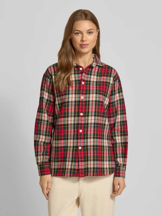 Zdjęcie produktu Bluzka koszulowa o kroju relaxed fit z wyhaftowanym logo Polo Ralph Lauren Czerwony melanż