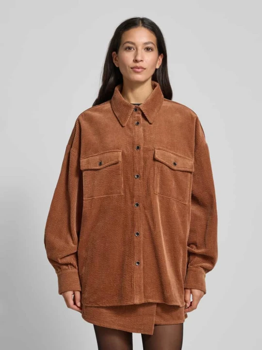 Zdjęcie produktu Bluzka koszulowa o kroju relaxed fit ze sztruksu model ‘cortes’ Gestuz Camel