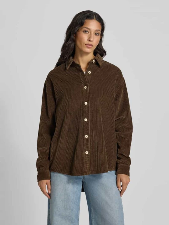 Zdjęcie produktu Bluzka koszulowa o kroju relaxed fit ze sztruksu model ‘PADOW’ American Vintage Czekoladowy