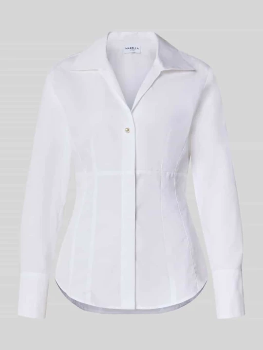 Zdjęcie produktu bluzka koszulowa o kroju slim fit z czystej bawełny Marella Biały