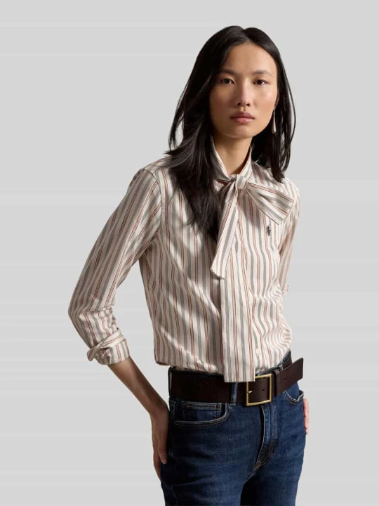 Zdjęcie produktu bluzka koszulowa o kroju slim fit z czystej bawełny Polo Ralph Lauren Średniobrązowy
