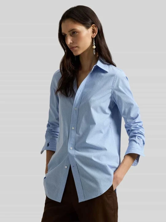 Zdjęcie produktu Bluzka koszulowa o kroju slim fit z mieszanki bawełny Polo Ralph Lauren Jasnoniebieski