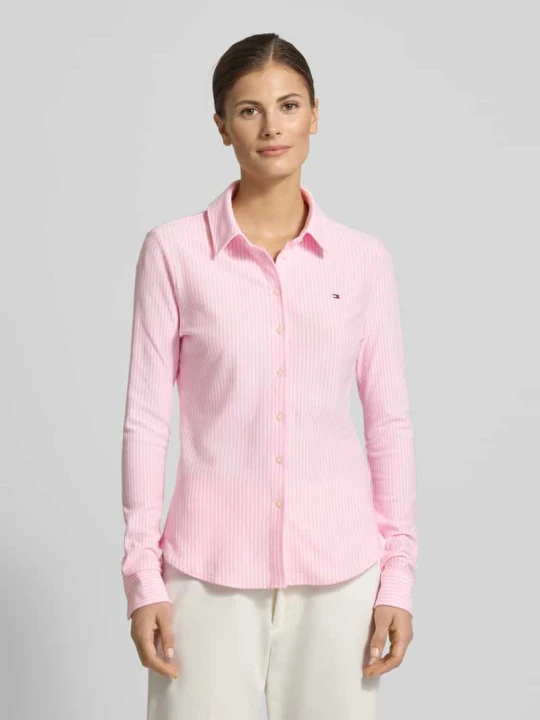 Zdjęcie produktu Bluzka koszulowa o kroju slim fit z mieszanki bawełny Tommy Hilfiger Różowawy