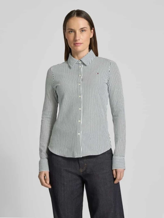 Zdjęcie produktu Bluzka koszulowa o kroju slim fit z mieszanki bawełny Tommy Hilfiger Biały