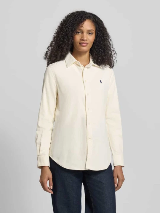 Zdjęcie produktu Bluzka koszulowa o kroju slim fit ze sztruksu z wyhaftowanym logo Polo Ralph Lauren Beżowy