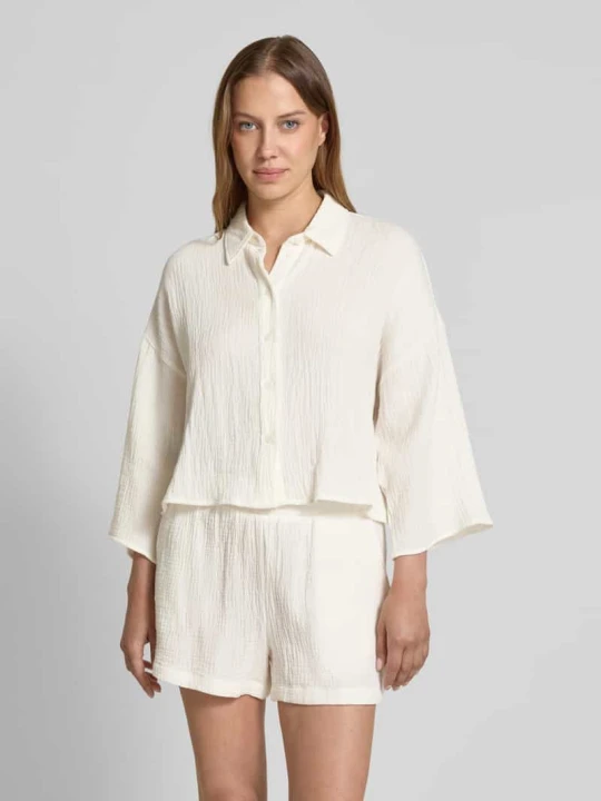 Zdjęcie produktu Bluzka koszulowa o luźnym kroju z czystej bawełny model ‘NATALI’ Vero Moda Biały