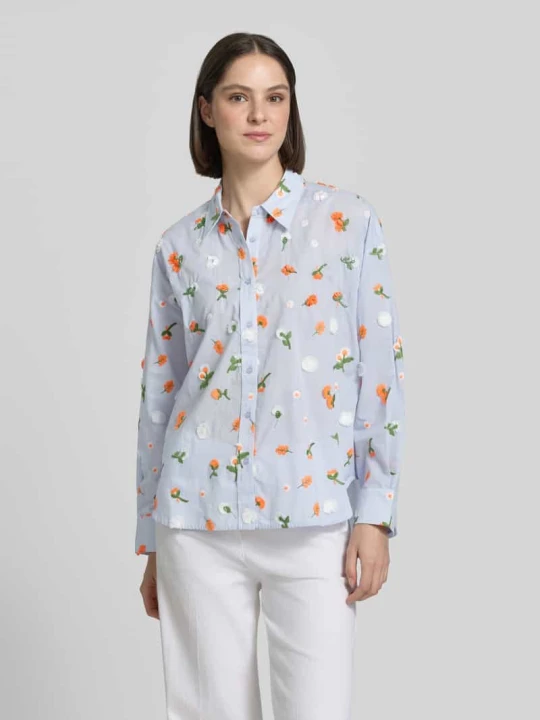 Zdjęcie produktu Bluzka koszulowa o pudełkowym kroju z czystej bawełny model 'JIMENA' Essentiel Antwerp Jasnoniebieski