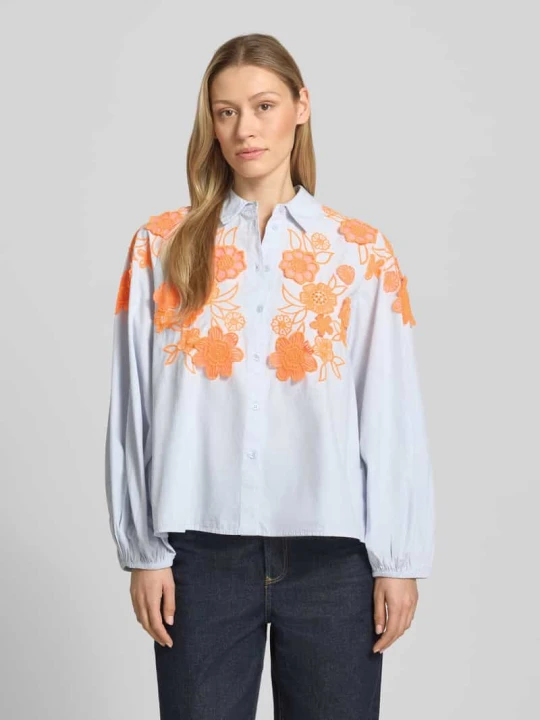 Zdjęcie produktu Bluzka koszulowa o pudełkowym kroju z czystej bawełny model 'JOELLA' Essentiel Antwerp Jasnoniebieski