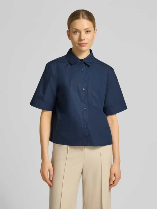 Zdjęcie produktu Bluzka koszulowa o pudełkowym kroju z czystej bawełny Tommy Hilfiger Granatowy