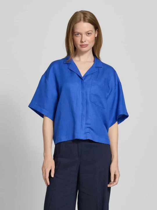 Zdjęcie produktu Bluzka koszulowa o pudełkowym kroju z mieszanki lyocellu i lnu model ‘LYRA’ Selected Królewski niebieski