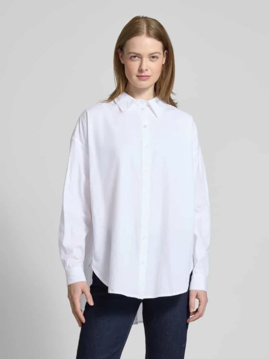 Zdjęcie produktu Bluzka koszulowa o pudełkowym kroju z obniżonymi ramionami model ‘Sunna’ My Essential Wardrobe Biały