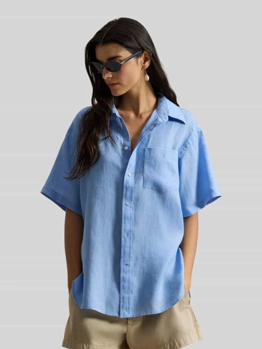 Zdjęcie produktu Bluzka koszulowa Oversized z czystego lnu Polo Ralph Lauren Błękitno-niebieski
