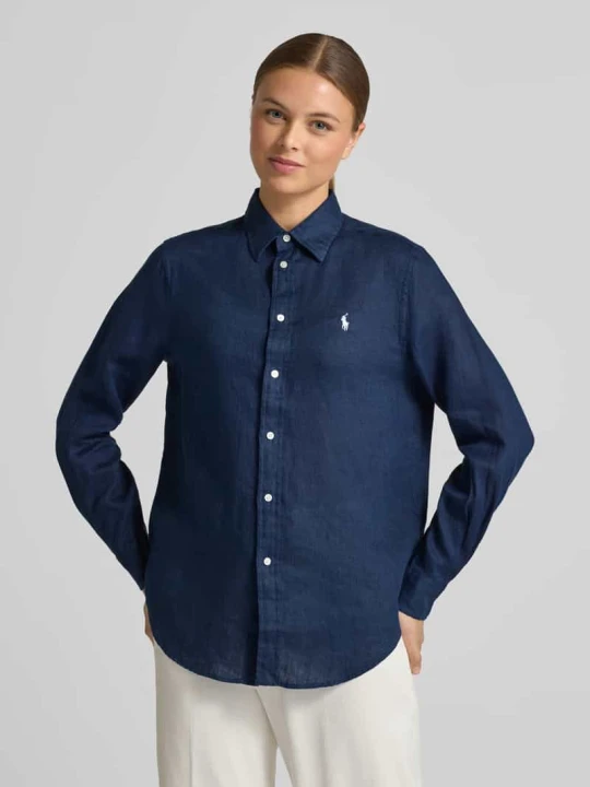 Zdjęcie produktu Bluzka koszulowa z czystego lnu Polo Ralph Lauren Granatowy