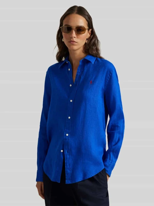 Zdjęcie produktu Bluzka koszulowa z czystego lnu Polo Ralph Lauren Królewski niebieski