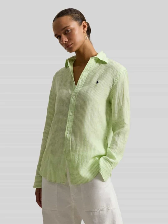 Zdjęcie produktu Bluzka koszulowa z czystego lnu Polo Ralph Lauren Jabłkowozielony