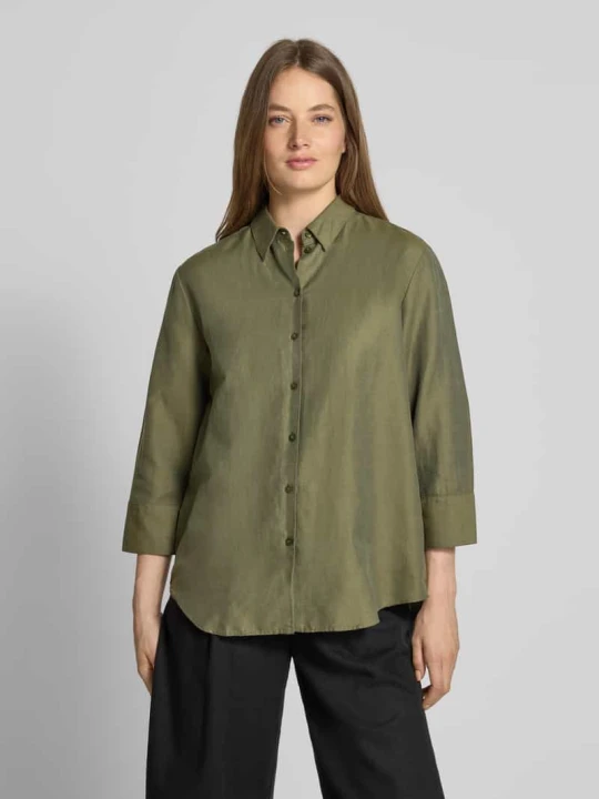 Zdjęcie produktu Bluzka koszulowa z listwą guzikową Eterna Khaki