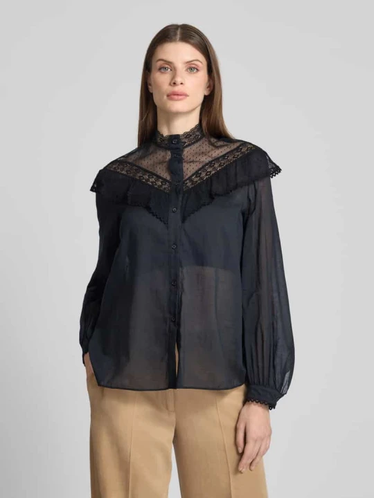 Zdjęcie produktu Bluzka koszulowa z listwą guzikową model ‘ASTICE’ Weekend Max Mara Czarny