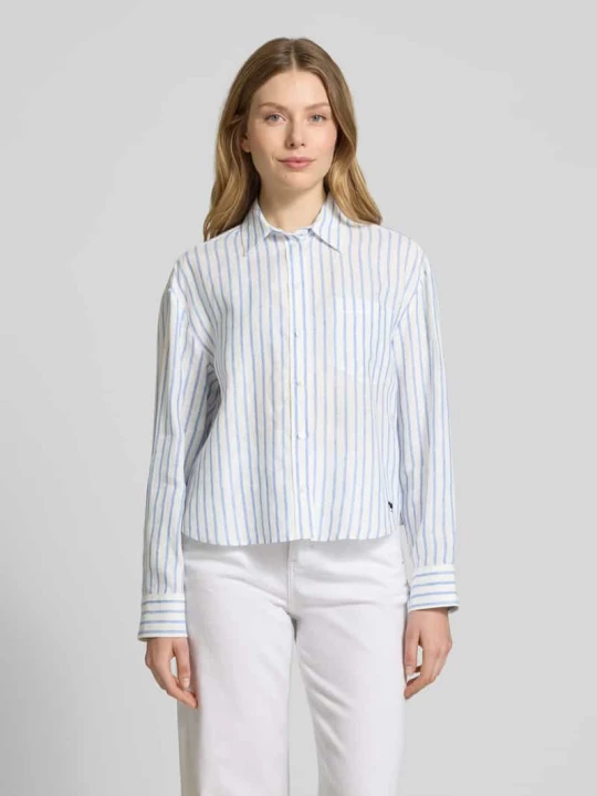 Zdjęcie produktu Bluzka koszulowa z listwą guzikową model ‘NOLANA’ Weekend Max Mara Jasnoniebieski
