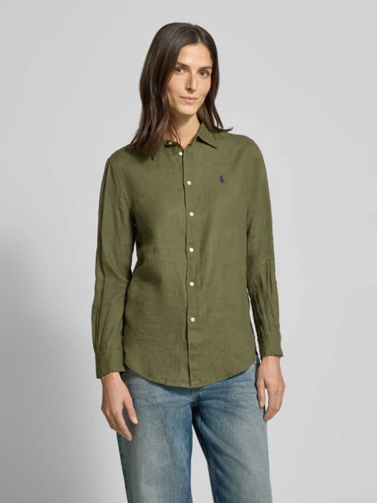 Zdjęcie produktu Bluzka koszulowa z czystego lnu Polo Ralph Lauren Oliwkowy