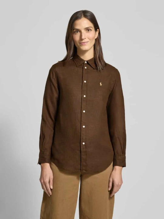 Zdjęcie produktu Bluzka koszulowa z czystego lnu Polo Ralph Lauren Ciemnobrązowy