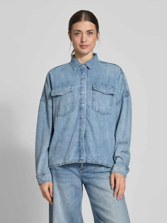 Zdjęcie produktu Bluzka koszulowa z listwą na zatrzaski model ‘Ruby’ Mustang Jeansowy niebieski