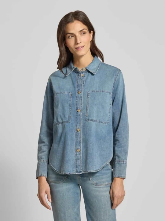 Zdjęcie produktu Bluzka jeansowa z materiału stylizowanego na denim model 'Zutie' Someday Jeansowy niebieski