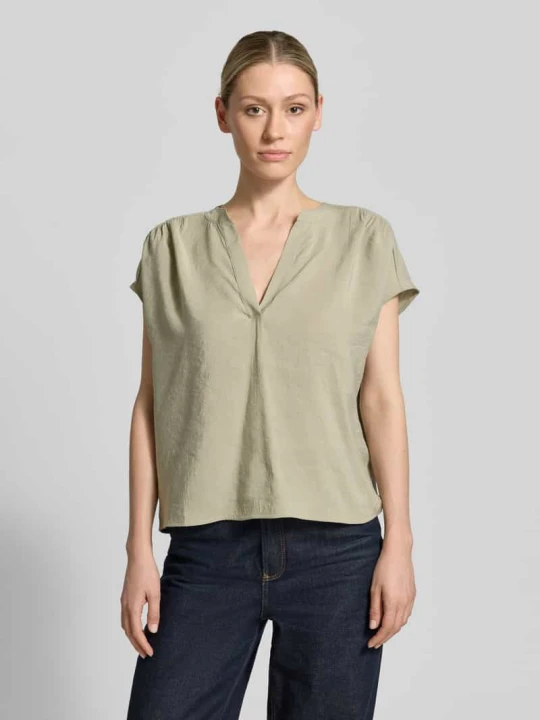 Zdjęcie produktu Bluzka koszulowa z mieszanki modalu model 'Sawoko' Opus Oliwkowy