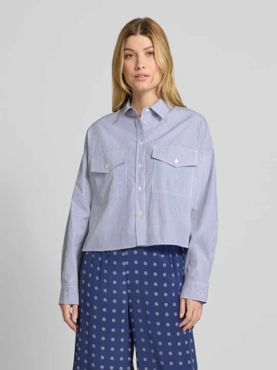 Zdjęcie produktu Bluzka koszulowa z wstawką z tyłu z nadrukiem model ‘DORIA’ Weekend Max Mara Jasnoniebieski