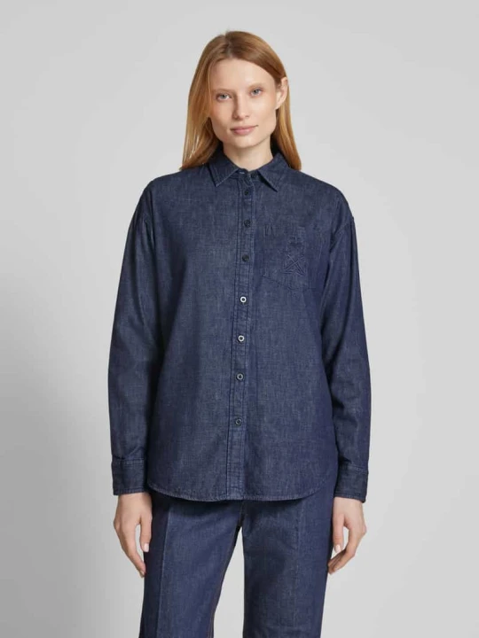 Zdjęcie produktu Bluzka koszulowa z wyhaftowanym logo model ‘BRAWLEY’ Lauren Ralph Lauren Ciemnoniebieski