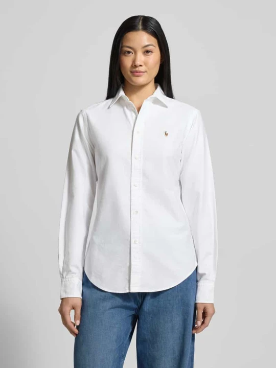Zdjęcie produktu Bluzka koszulowa z wyhaftowanym logo model ‘Kendal’ Polo Ralph Lauren Biały