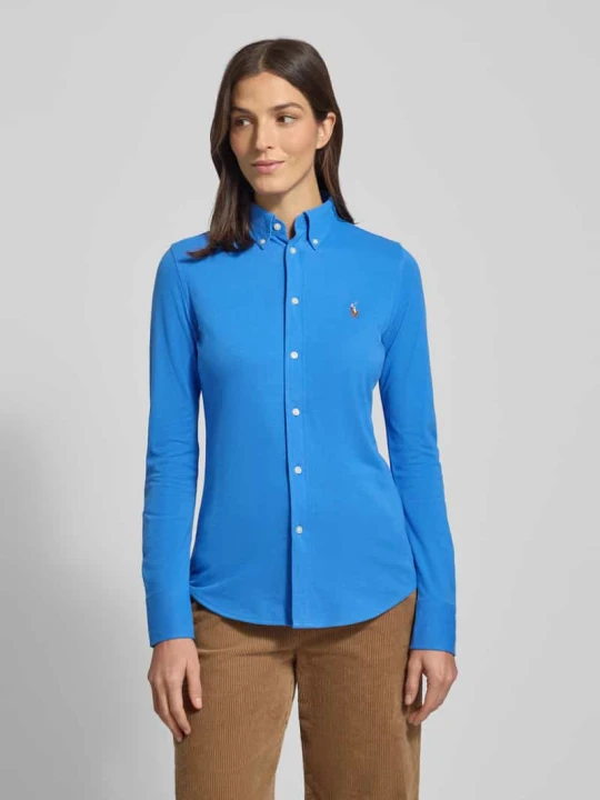 Zdjęcie produktu Bluzka koszulowa z wyhaftowanym logo Polo Ralph Lauren Królewski niebieski