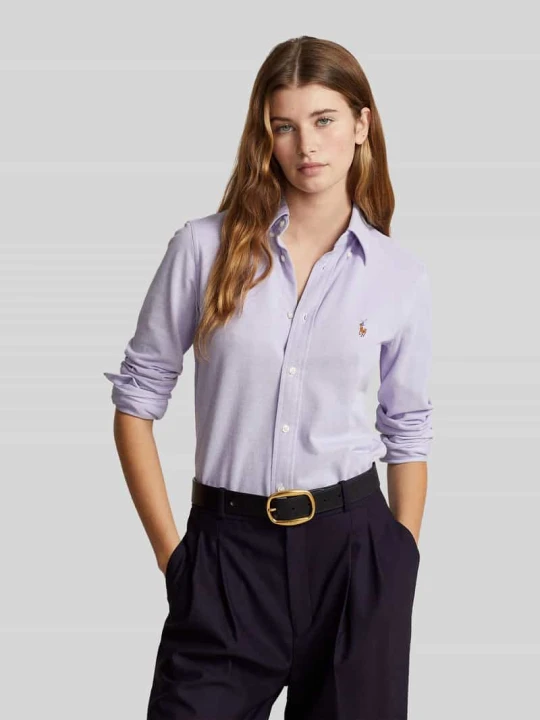 Zdjęcie produktu Bluzka koszulowa z wyhaftowanym logo Polo Ralph Lauren Jasnoszary