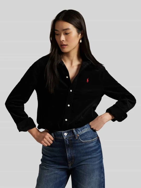Zdjęcie produktu Bluzka koszulowa z wyhaftowanym logo Polo Ralph Lauren Czarny