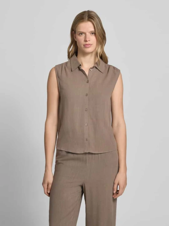 Zdjęcie produktu bluzka lniana bez rękawów o kroju regular fit model 'SIESTA' Only Średniobrązowy