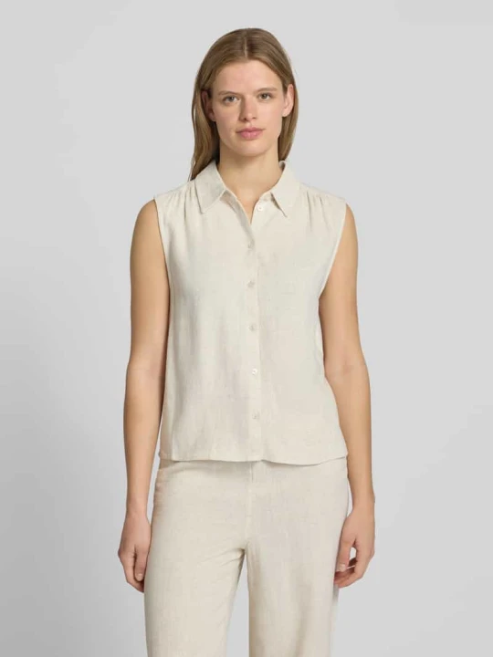 Zdjęcie produktu bluzka lniana bez rękawów o kroju regular fit model 'SIESTA' Only Piaskowy